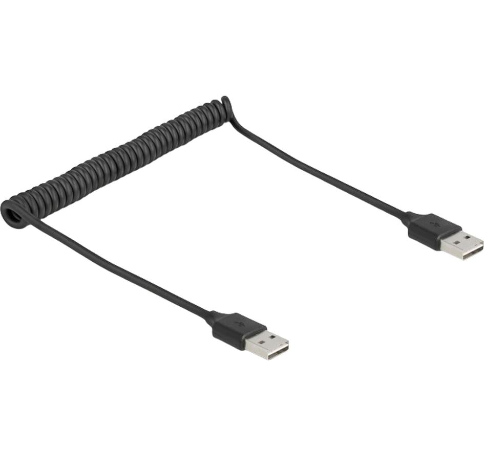 Delock Câble spiralé USB 2.0 USB-A - USB-A 0.8 m