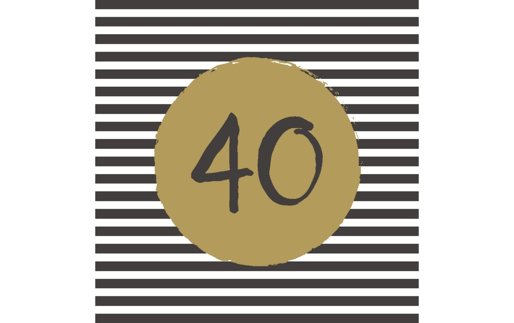 Paper + Design Serviettes en papier 40th Birthday 33 cm x 33 cm, 20 Pièce/s