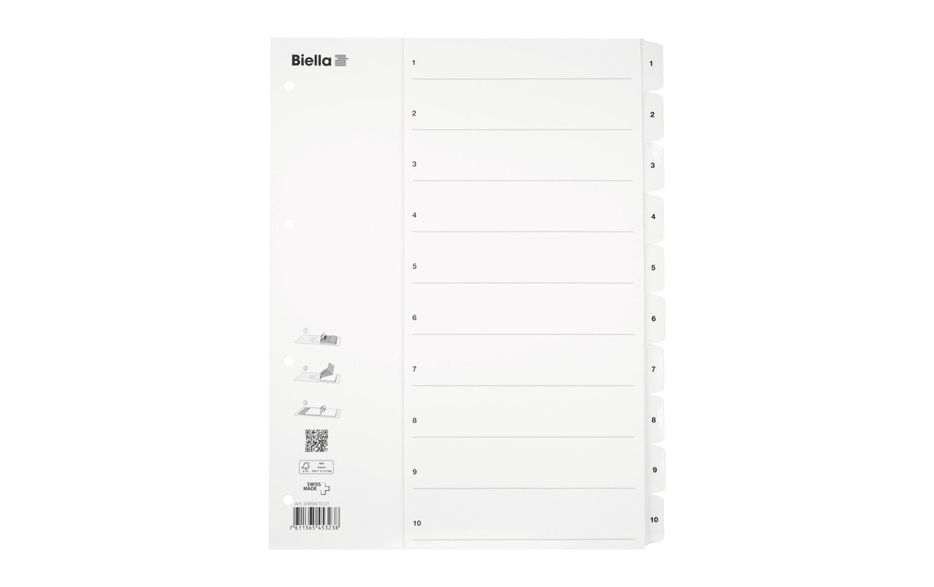 BIELLA Répertoire A4 1-10 carton blan