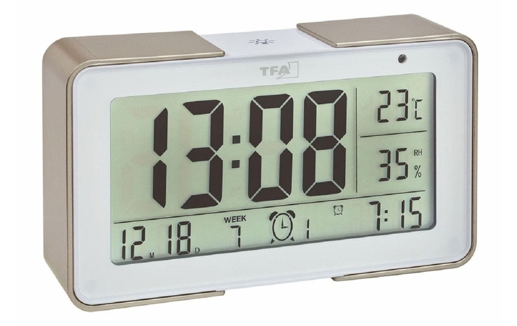 TFA Dostmann Réveil numérique Melody Blanc/Champagne