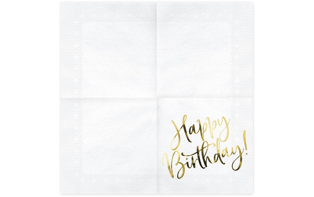 Partydeco Serviettes en papier Joyeux anniversaire 33 cm x 33 cm, 20 Pièce/s