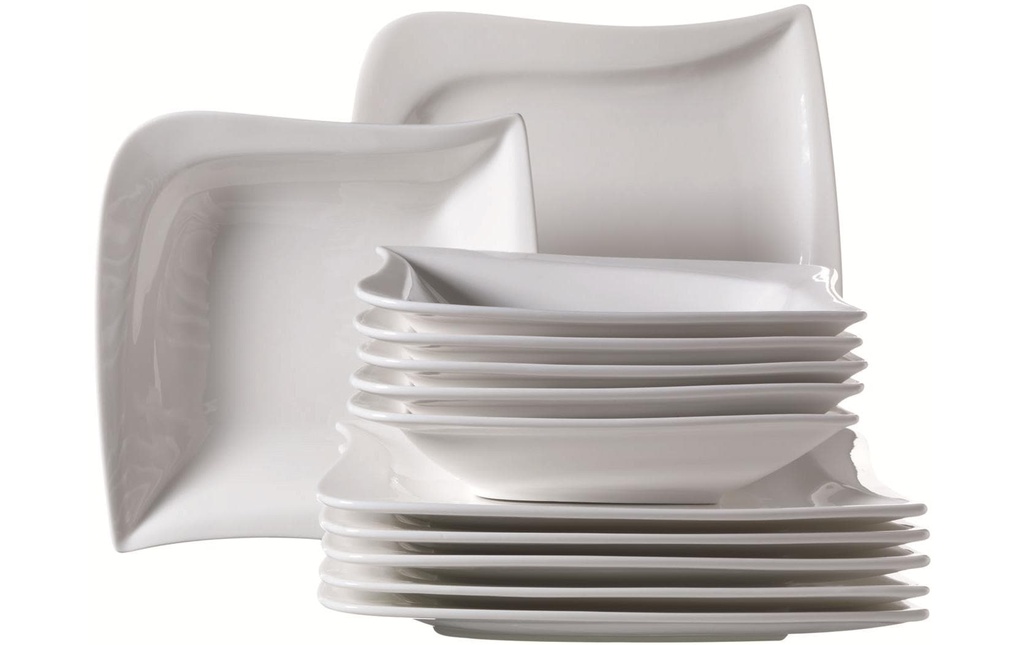 Mäser Assiette non décorative La Musica 12 pièces, blanc