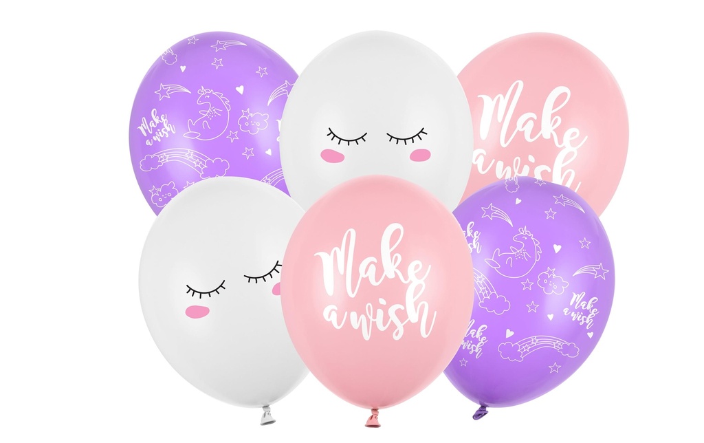 Partydeco Ballon de baudruche Unicorn mix Rose pâle/Violet/Blanc