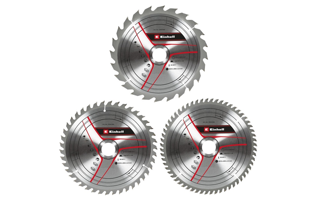 Einhell Jeux de lames de scie Ø 210 x 30 mm, 3 parties