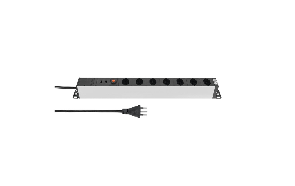 STEFFEN Bloc multiprises 19” 7x T13, Argent
