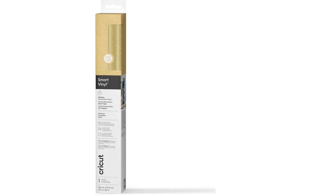 Cricut Film de vinyle Smart Permanent Shimmer 33 x 91 cm, 1 Pièce/s, Doré