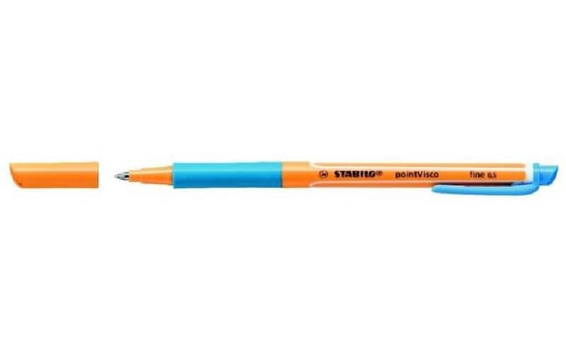STABILO Stylo à bille roulante Boule à rouler en gel viscoélastique 0.5 mm, bleu clair