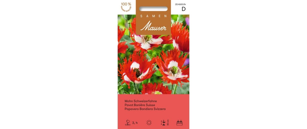 Samen Mauser Semence Drapeau du Coquelicot Suisse
