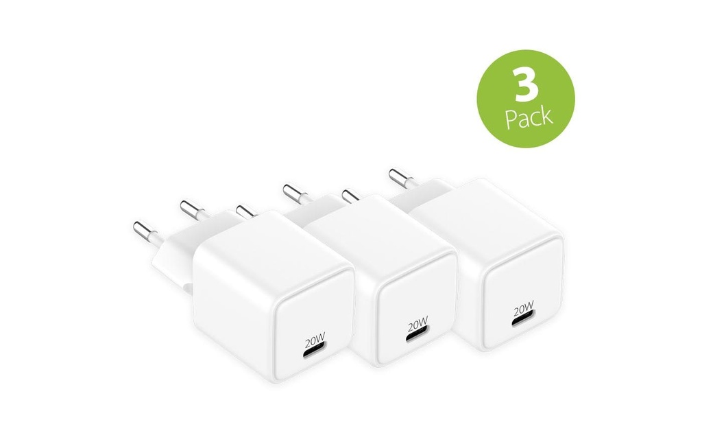 LMP Chargeur mural USB USB-C 20 W 3 pièces