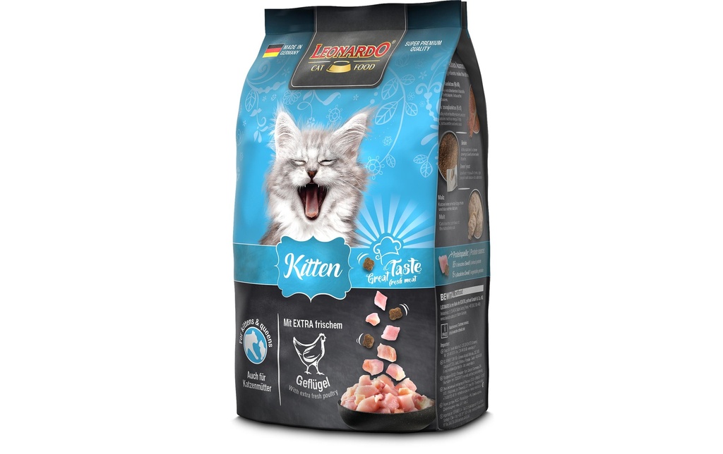 Leonardo Cat Food Alimentation sèche Kitten Volaille, 300 g