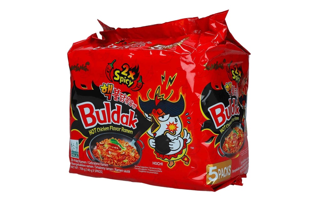 Samyang Plat préparé Buldak Double-Spicy Extreme Hot 5 x 140 g