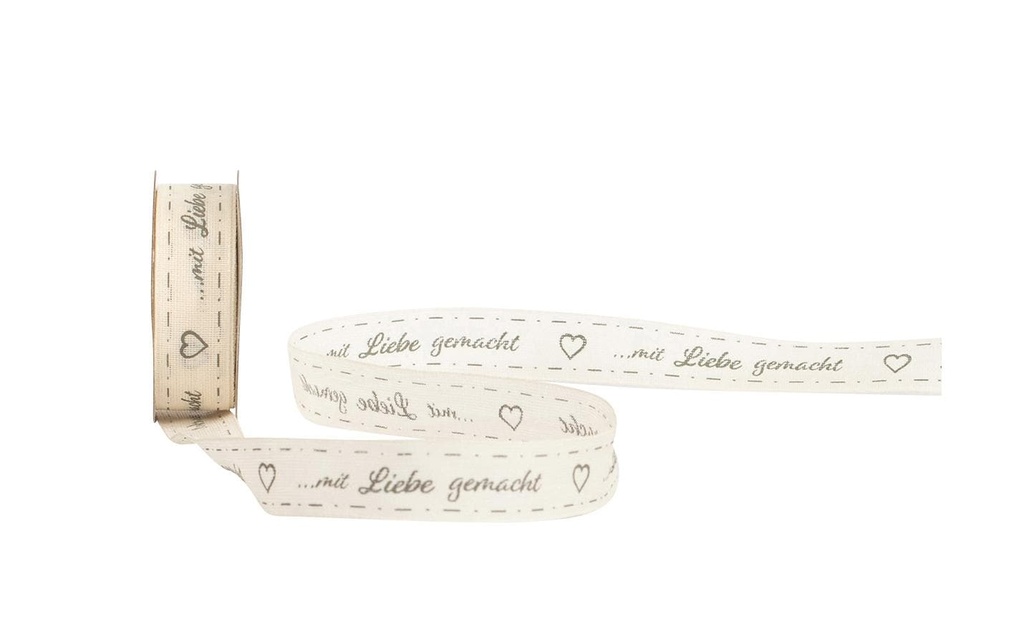 Spyk Ruban cadeau ...fait avec amour 16 mm x 4 m, Crème