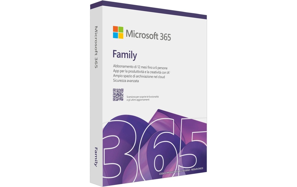 Microsoft 365 Family Boîte, 6 Utilisateurs, Italien