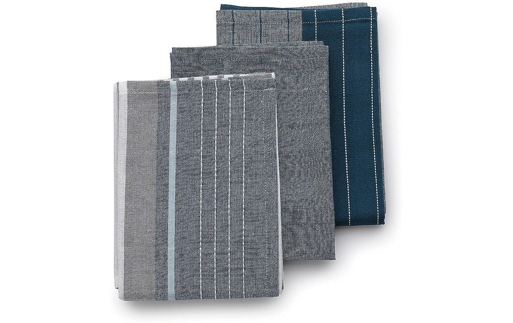 Kela Ensemble de torchons pour la vaisselle Pasado  3 pièces, Gris/bleu denim