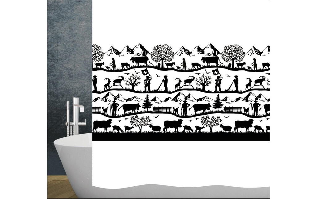 diaqua® Rideau de douche Swiss Dreams 180 x 200 cm, Noir / Blanc