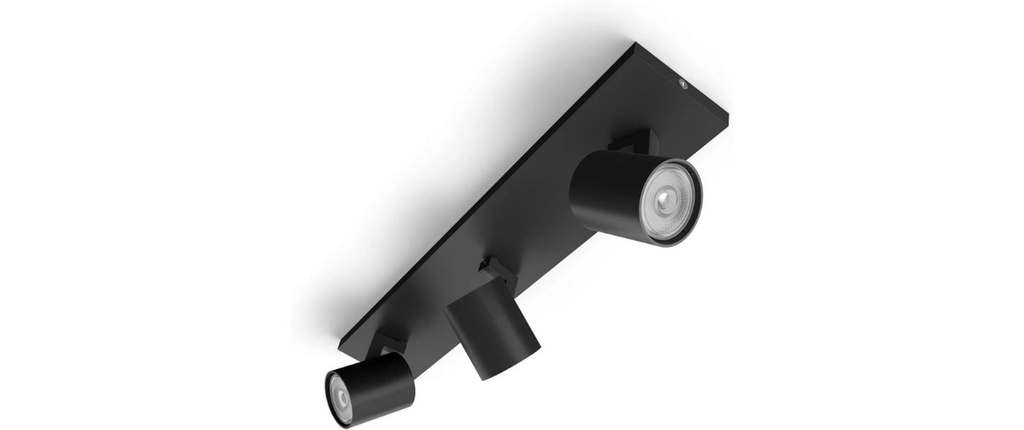 Philips Spot encastré Kosipo, 3 x GU10, 5.5 W, noir