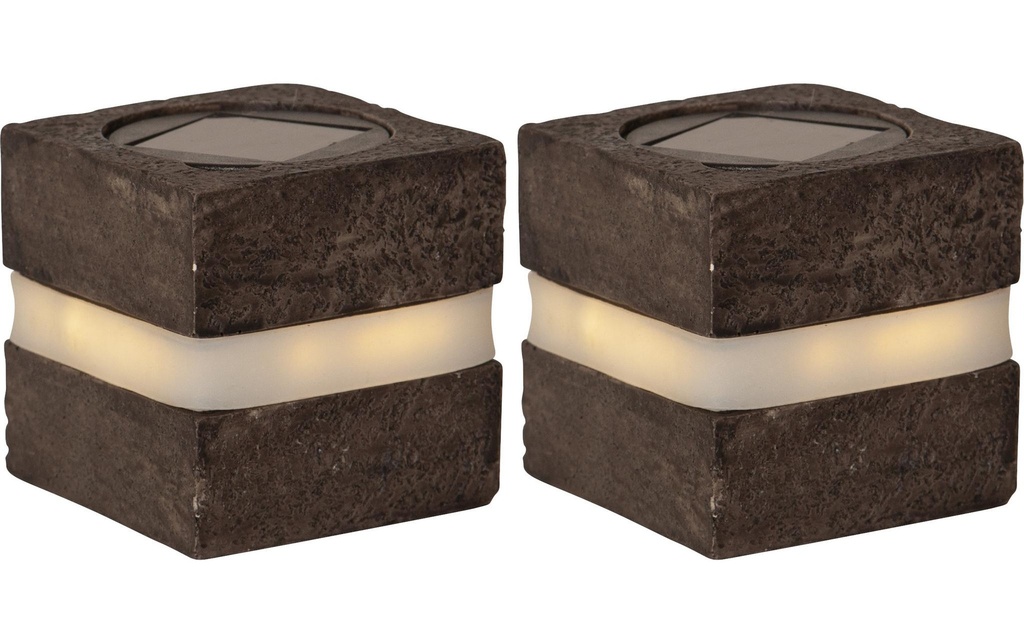 Star Trading Décoration solaire Stonecube Blanc chaud, gris