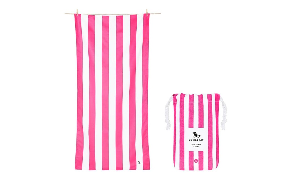Dock & Bay Serviette de plage Cabana L, Blanc, Rose