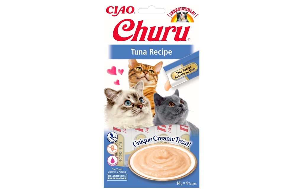CIAO Churu Collation pour chat Purée de thon, 4 x 14 g
