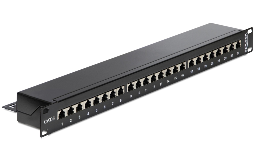 Delock Panneau de brassage 24 Port Cat.6 Rack 19 Noir