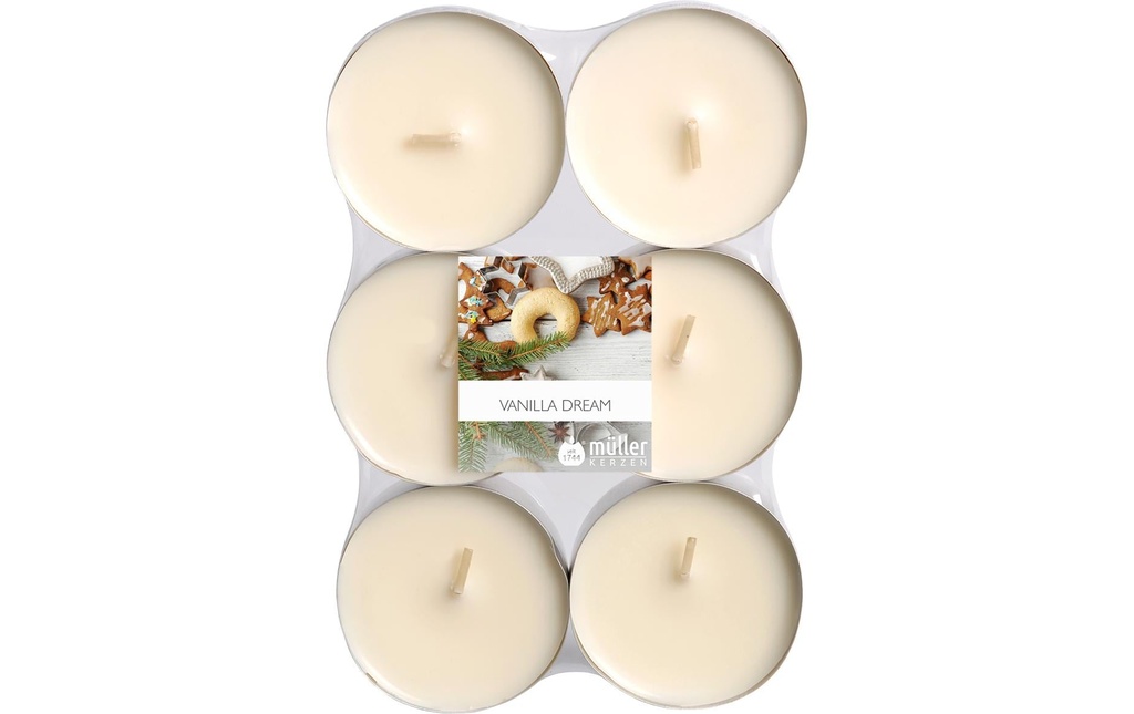 müller Kerzen Bougie parfumée Maxi Vanilla Dream Vanille, 6 pièces