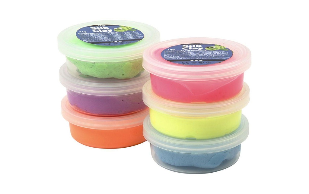 Creativ Company Set de modélisation Silk Clay 6 x 14 g néon