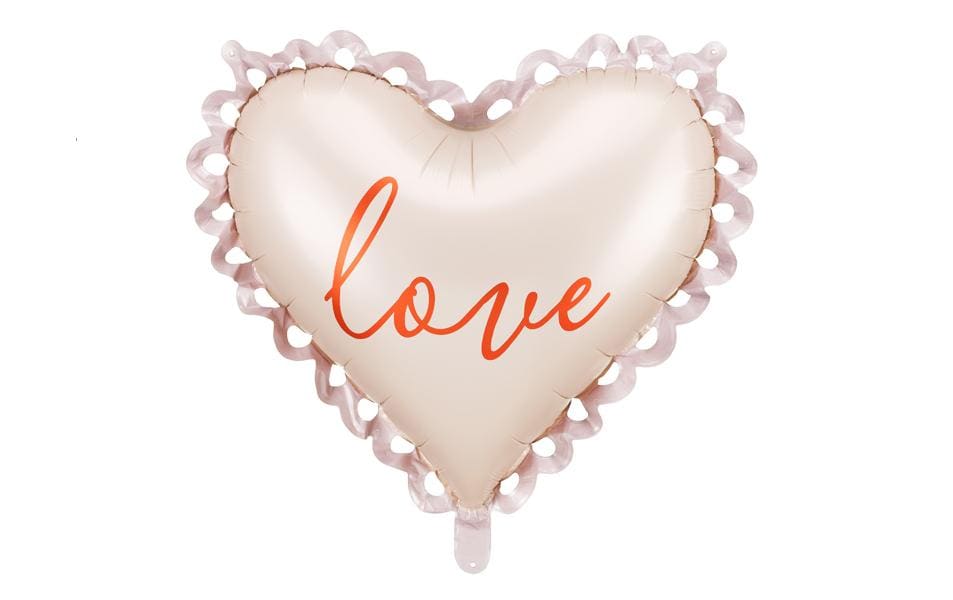 Partydeco Ballon en aluminium cœur, Blanc perle, 50 x 47 cm, 1 pièce