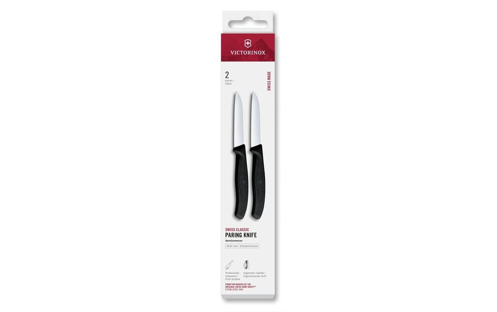 Victorinox Couteau à légumes Swiss Classic, 8 cm, noir, 2 pièces