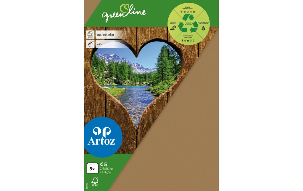 Artoz Enveloppe Greenline C5, 5 Pièce/s, Marron