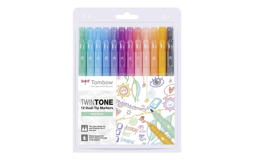 TOMBOW Marqueur TwinTone coul.pastel (12 pces)