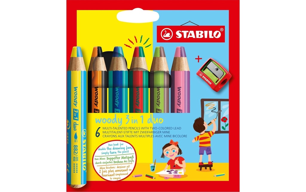 STABILO Crayons coul.WOODY 3en1 (6 pces)