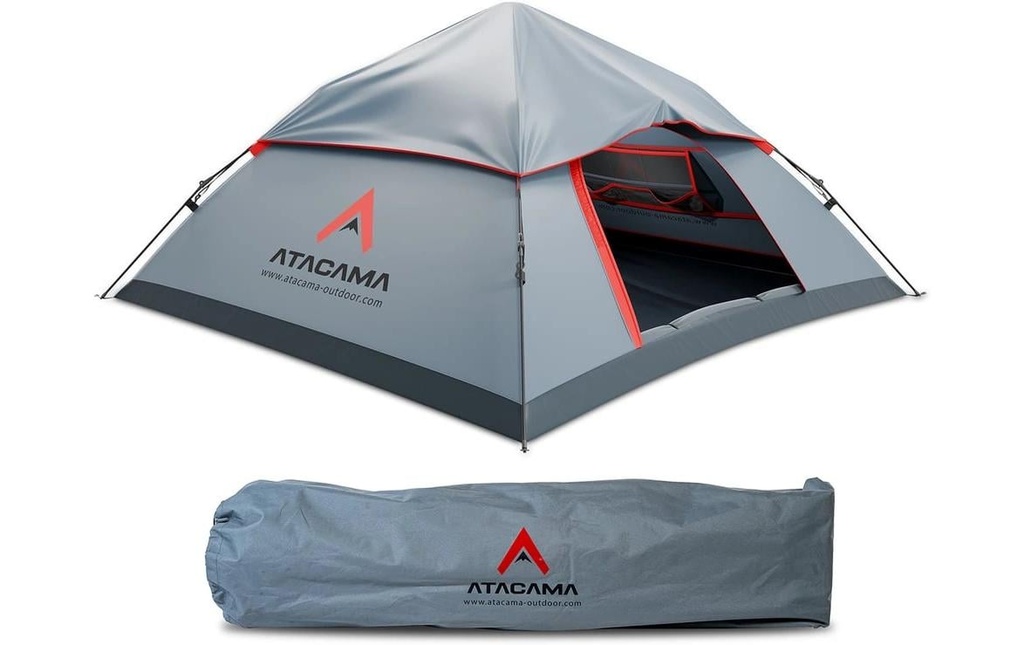 Atacama Tente instantanée Pop Up 3 personnes Gris foncé-rouge