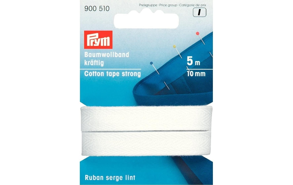 Prym Bande en coton 10 mm, blanc