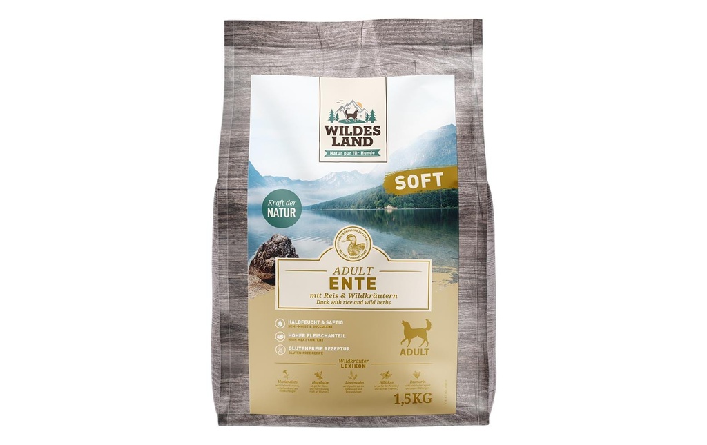 Wildes Land Aliments mi-humides pour animaux Canard au riz et aux herbes sauvages 1.5 kg