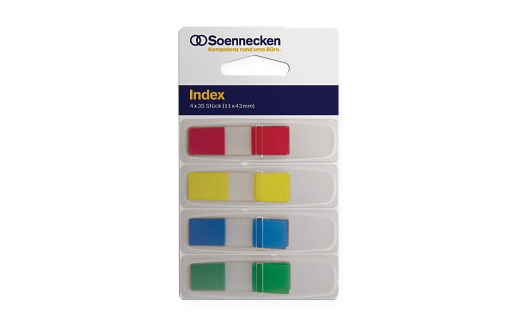 Soennecken Marque-page Index Mini, 1,25 x 4,3 cm, Bleu/Jaune/Vert/Rouge
