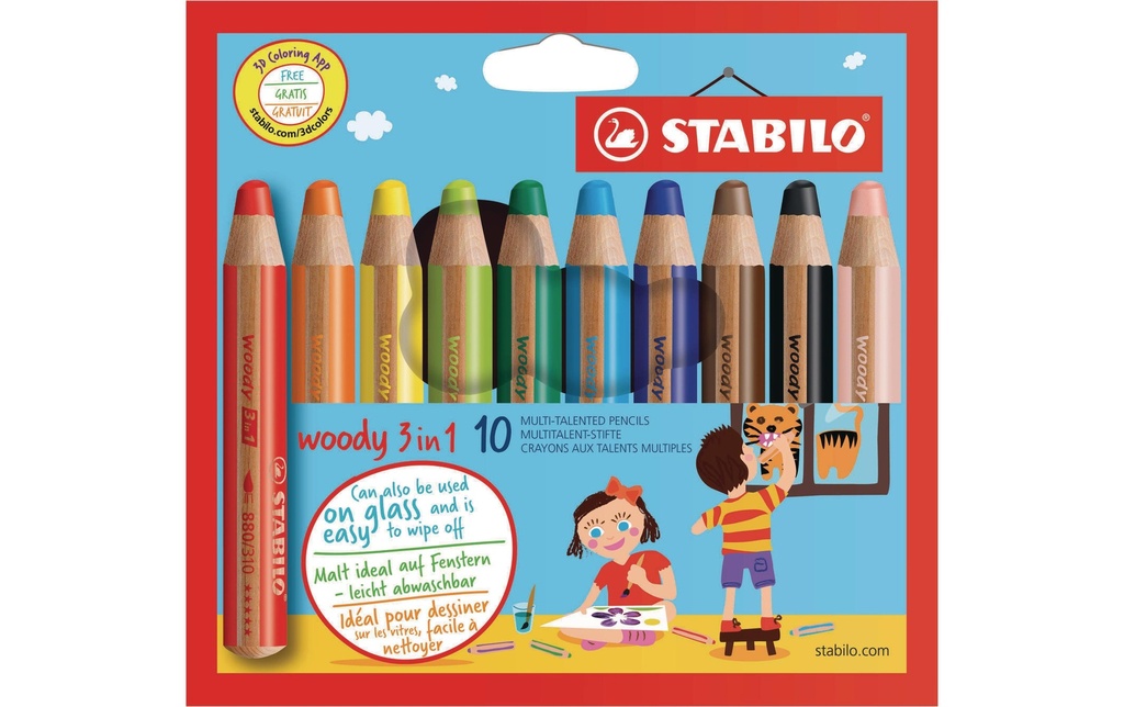 STABILO Crayon WOODY 3en1 (10 pces)