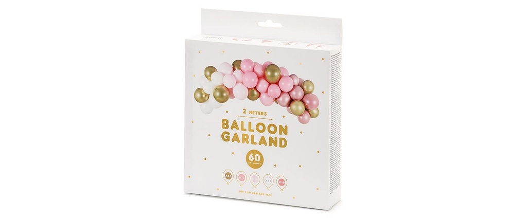 Partydeco Ballon de baudruche Guirlande rose 2 m, 60 ballons