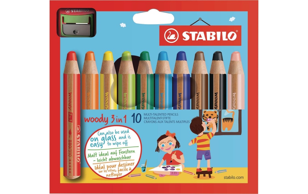 STABILO Crayon coul.WOODY 3en1 t-cray. (10 pces)
