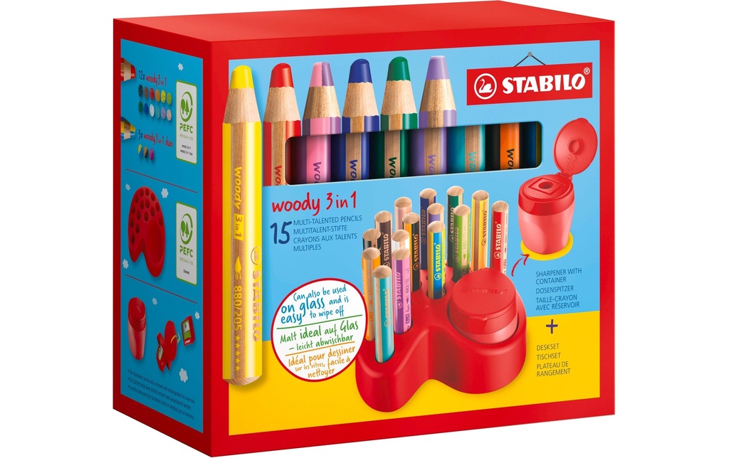 STABILO WOODY 3en1 set de table (15 pces)