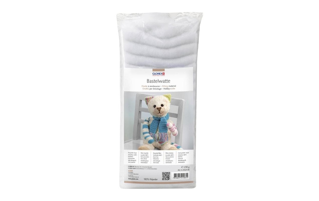 Glorex Ouate de remplissage Blanc, 250g
