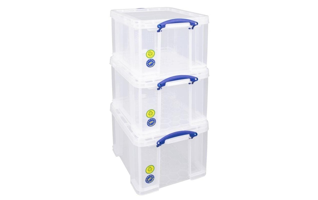 Really Useful Box Boîte de rangement 35 litres, Transparent 3 pcs.