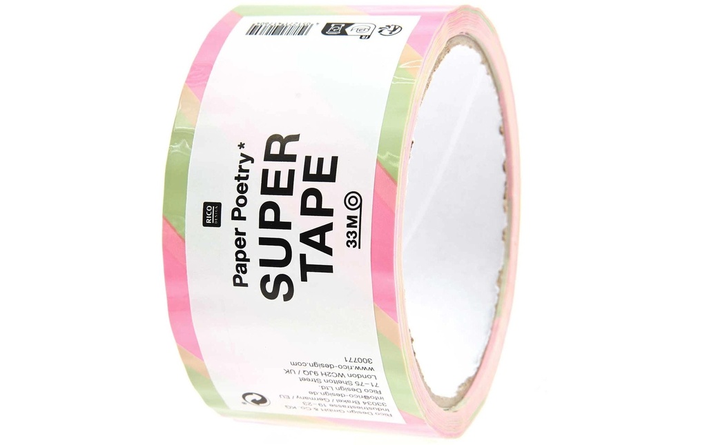 Rico Design Ruban adhésif Paper Poetry 50 mm x 32 m, Rose fluo/Pistache