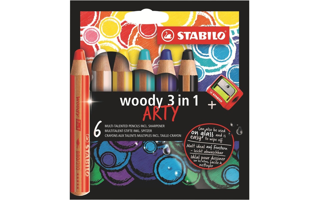 STABILO Crayons coul.WOODY 3en1 Arty (6 pces)