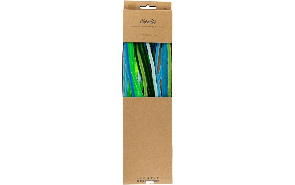 Creativ Company Fil-chenille 25 pièces, mélange bleu-vert