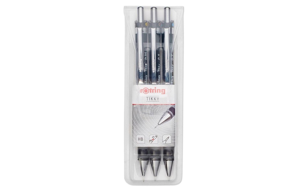 Rotring Porte-mines Set de 3 Tikky HB, 0.35, 0.5, 0.7 mm, noir