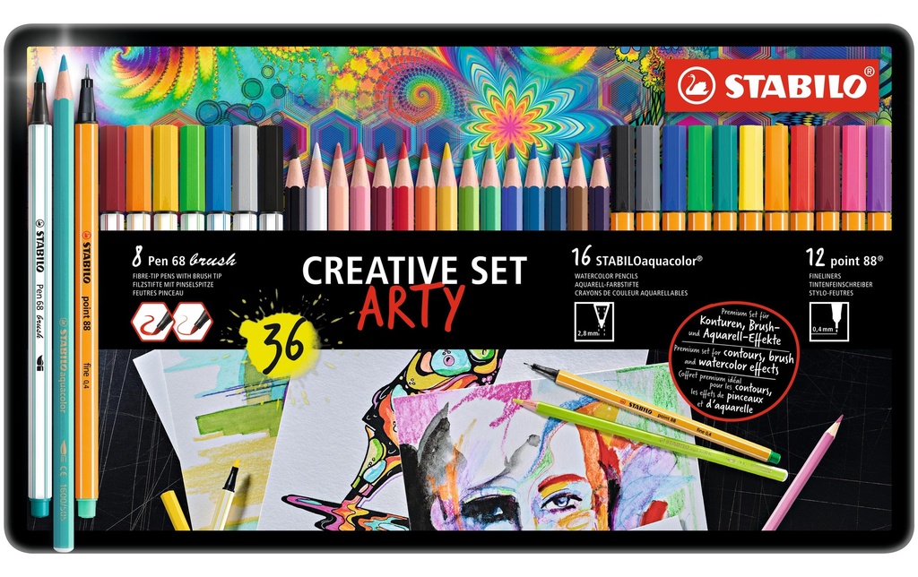 STABILO Point88/Pen68 brush ARTY étui (36 pces)