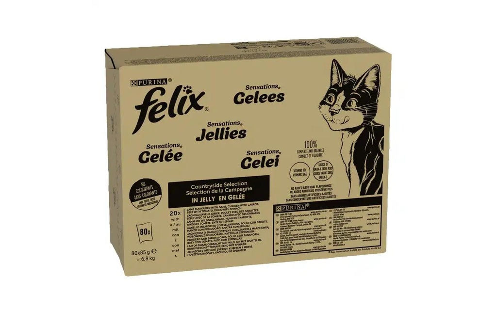 Felix Alimentation humide Sensations Gelée Countryside Mix, 80 x 85 g