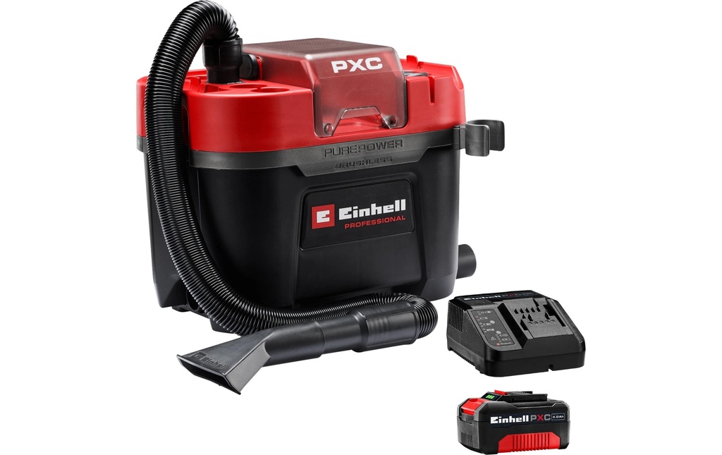 Einhell Professional Aspirateur à déchets humides/secs sans fil TP-VC 18/10 Li BL L (1 x 4.0 Ah) Kit