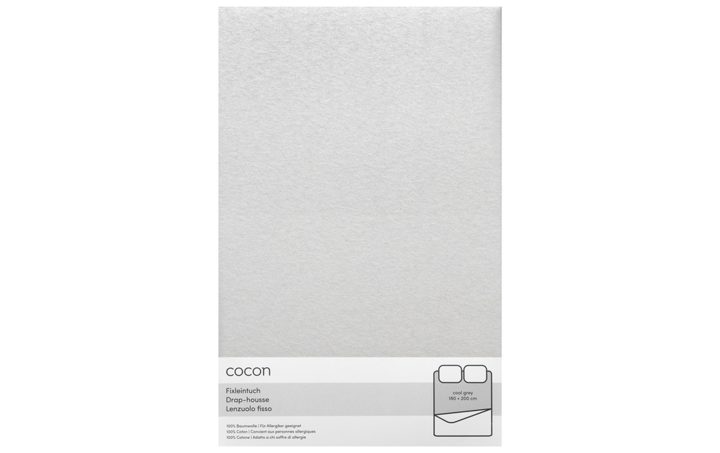 COCON Drap-housse Jersey 180-200 x 200 cm, Gris clair
