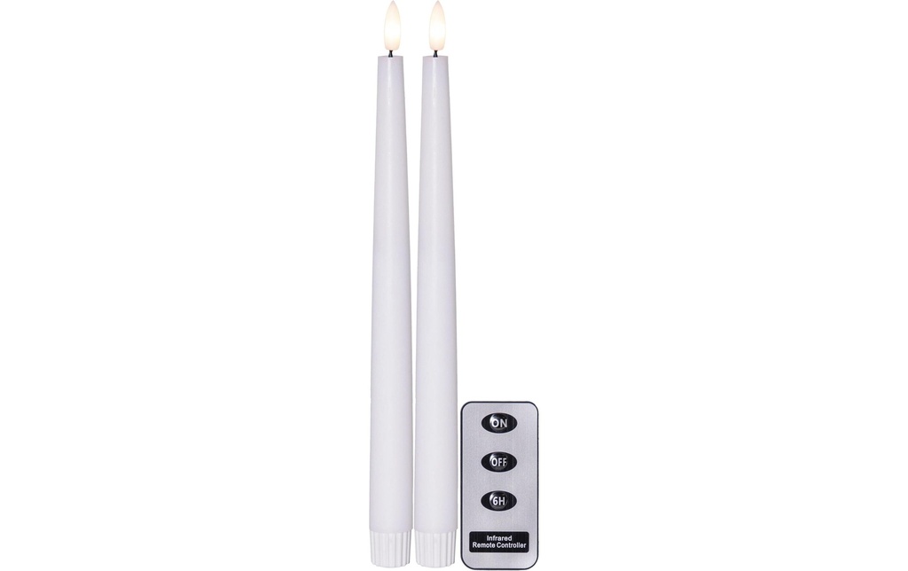 Star Trading Set de bougies LED sur tige Flamme Slim, 2 pièces, blanc
